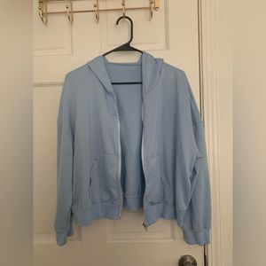 Baby blue zip up hoodie